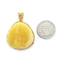 Hand-crafted Natural Butterscotch Amber Set In Vermeil Pendant