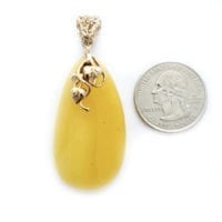 Hand-crafted Natural Butterscotch Amber Set In Vermeil Pendant