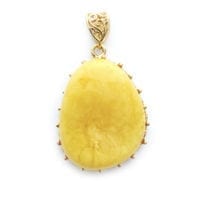 Hand-crafted Natural Butterscotch Amber Set In Vermeil Pendant
