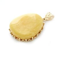 Hand-crafted Natural Butterscotch Amber Set In Vermeil Pendant