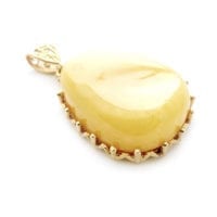 Hand-crafted Natural Butterscotch Amber Set In Vermeil Pendant