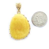 Hand-crafted Natural Butterscotch Amber Set In Vermeil Pendant