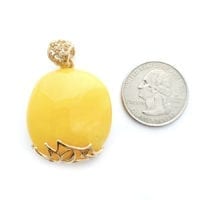 Hand-crafted Natural Butterscotch Amber Set In Vermeil Pendant