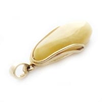 Hand-crafted Natural Butterscotch Amber Set In Vermeil Pendant