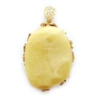 Hand-crafted Natural Butterscotch Amber Set In Vermeil Pendant