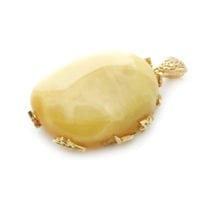 Hand-crafted Natural Butterscotch Amber Set In Vermeil Pendant