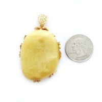 Hand-crafted Natural Butterscotch Amber Set In Vermeil Pendant