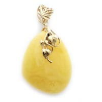 Hand-crafted Natural Butterscotch Amber Set In Vermeil Pendant
