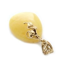 Hand-crafted Natural Butterscotch Amber Set In Vermeil Pendant