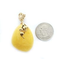 Hand-crafted Natural Butterscotch Amber Set In Vermeil Pendant