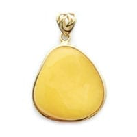 Hand-crafted Natural Butterscotch Amber Set In Vermeil Pendant