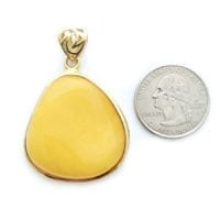 Hand-crafted Natural Butterscotch Amber Set In Vermeil Pendant