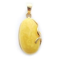 Hand-crafted Natural Butterscotch Amber Set In Vermeil Pendant