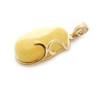 Hand-crafted Natural Butterscotch Amber Set In Vermeil Pendant