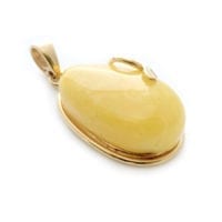 Hand-crafted Natural Butterscotch Amber Set In Vermeil Pendant