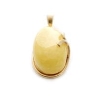Hand-crafted Natural Butterscotch Amber Set In Vermeil Pendant