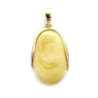 Hand-crafted Natural Butterscotch Amber Set In Vermeil Pendant