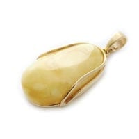 Hand-crafted Natural Butterscotch Amber Set In Vermeil Pendant