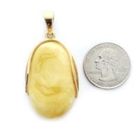 Hand-crafted Natural Butterscotch Amber Set In Vermeil Pendant