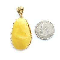 Hand-crafted Natural Butterscotch Amber Set In Vermeil Pendant