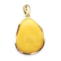Hand-crafted Natural Butterscotch Amber Set In Vermeil Pendant