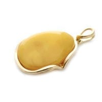 Hand-crafted Natural Butterscotch Amber Set In Vermeil Pendant