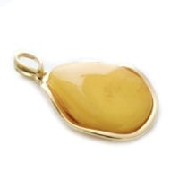 Hand-crafted Natural Butterscotch Amber Set In Vermeil Pendant