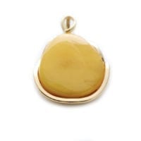 Hand-crafted Natural Butterscotch Amber Set In Vermeil Pendant