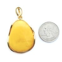 Hand-crafted Natural Butterscotch Amber Set In Vermeil Pendant