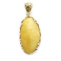 Hand-crafted Natural Butterscotch Amber Set In Vermeil Pendant