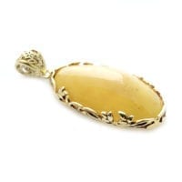 Hand-crafted Natural Butterscotch Amber Set In Vermeil Pendant