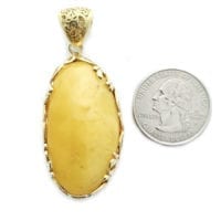 Hand-crafted Natural Butterscotch Amber Set In Vermeil Pendant
