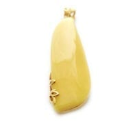 Hand-crafted Natural Butterscotch Amber Set In Vermeil Pendant