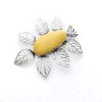 Hand-Crafted Butterscotch Amber Set In Sterling Silver Pendant
