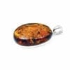 Large Hand-Crafted Cognac Amber Set In Sterling Silver Pendant - Image 3