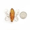Hand-Crafted Cognac Amber Set In Sterling Silver Large Butterfly Pin & Pendant - Image 4