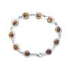 10 Cognac Amber Spheres Set In Sterling Silver Cage Design Link Bracelet