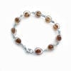 10 Cognac Amber Spheres Set In Sterling Silver Cage Design Link Bracelet - Image 2