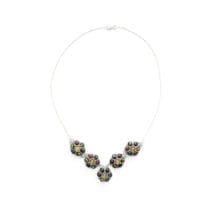 Multi-Color Amber Set In Sterling Silver Beautiful Necklace