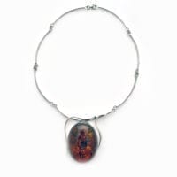 Large Hand-crafted Cognac Amber In Sterling Silver Necklace