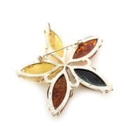5-Stone Hand-Crafted Multi-Color Amber Set In Sterling Silver Brooch
