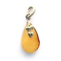 Hand-crafted Natural Butterscotch Amber Set In Vermeil Pendant
