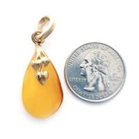 Hand-crafted Natural Butterscotch Amber Set In Vermeil Pendant