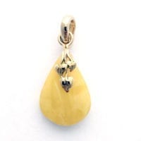 Hand-crafted Natural Butterscotch Amber Set In Vermeil Pendant