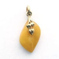 Hand-crafted Natural Butterscotch Amber Set In Vermeil Pendant