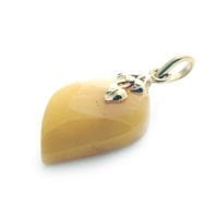 Hand-crafted Natural Butterscotch Amber Set In Vermeil Pendant