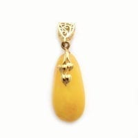 Hand-crafted Natural Butterscotch Amber Set In Vermeil Pendant