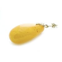 Hand-crafted Natural Butterscotch Amber Set In Vermeil Pendant