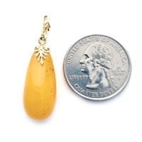 Hand-crafted Natural Butterscotch Amber Set In Vermeil Pendant