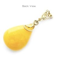 Hand-crafted Natural Butterscotch Amber Set In Vermeil Pendant